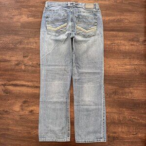 FADED GLORY Light Blue Baggy Jeans White Stitching - 36x34